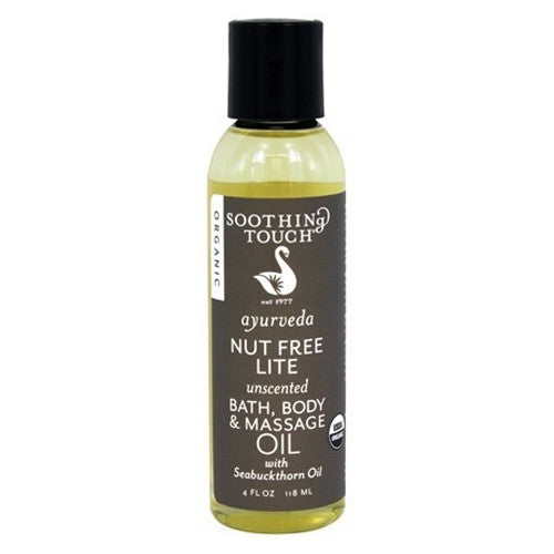 Soothing Touch Ayurveda Organic Bath, Body And Massage Oil, Nut Free Lite Unscented, 4 Oz